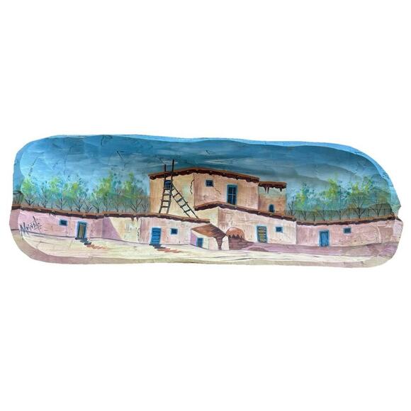 MEXICAN FOLK ART Hand Carved Decorative WOOD DISPLAY BOWL SIGNED PAINTED PUEBLO - Picture 15 of 16